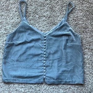 Sky blue velvet cami top